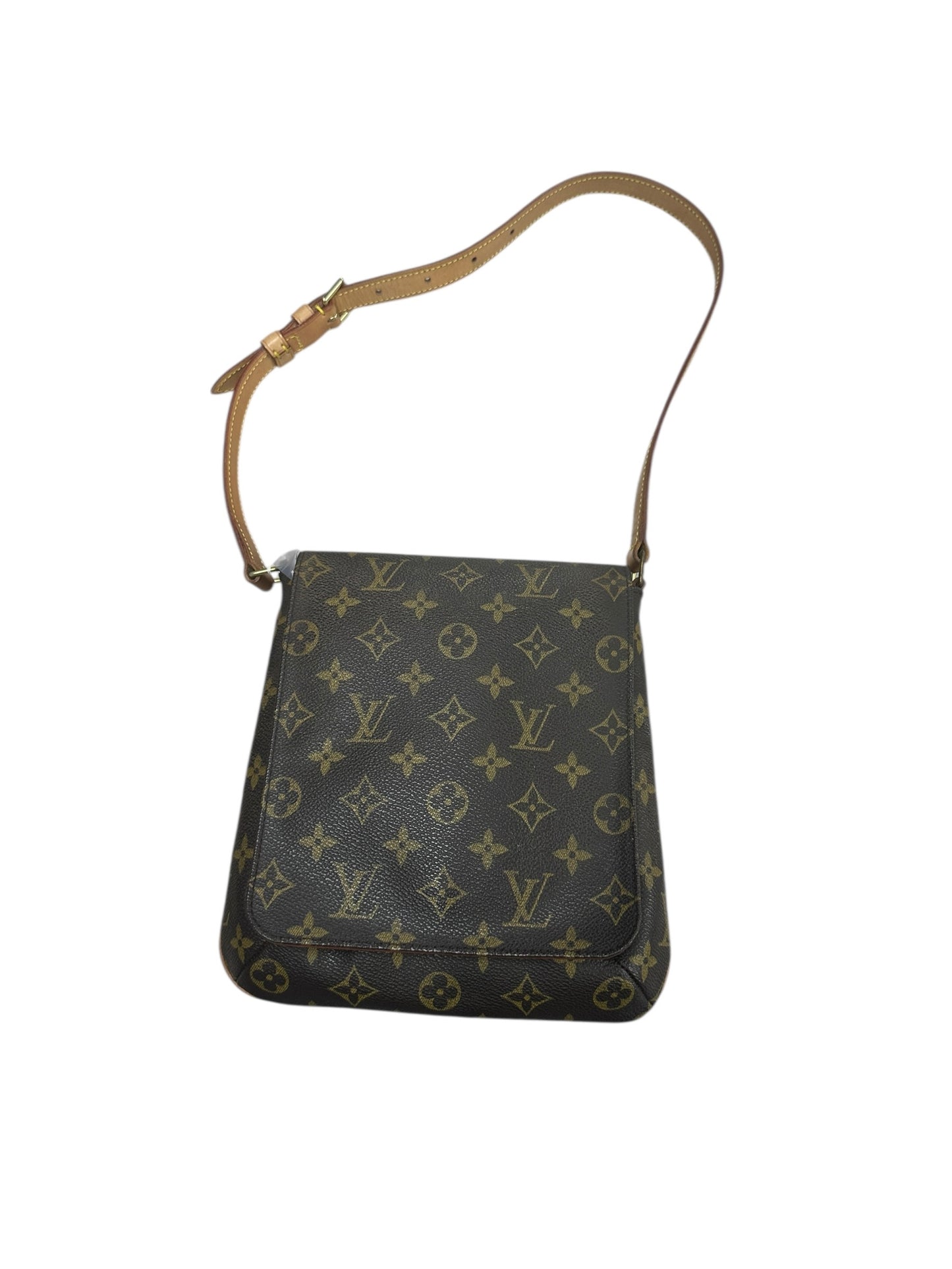 LOUIS VUITTON Monogram Musette Tango Shoulder Bag Brown Gold Hardware LO2278