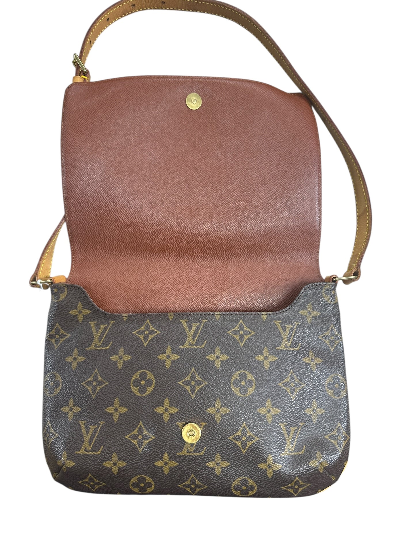 LOUIS VUITTON Monogram Musette Tango Shoulder Bag Brown Gold Hardware LO2280