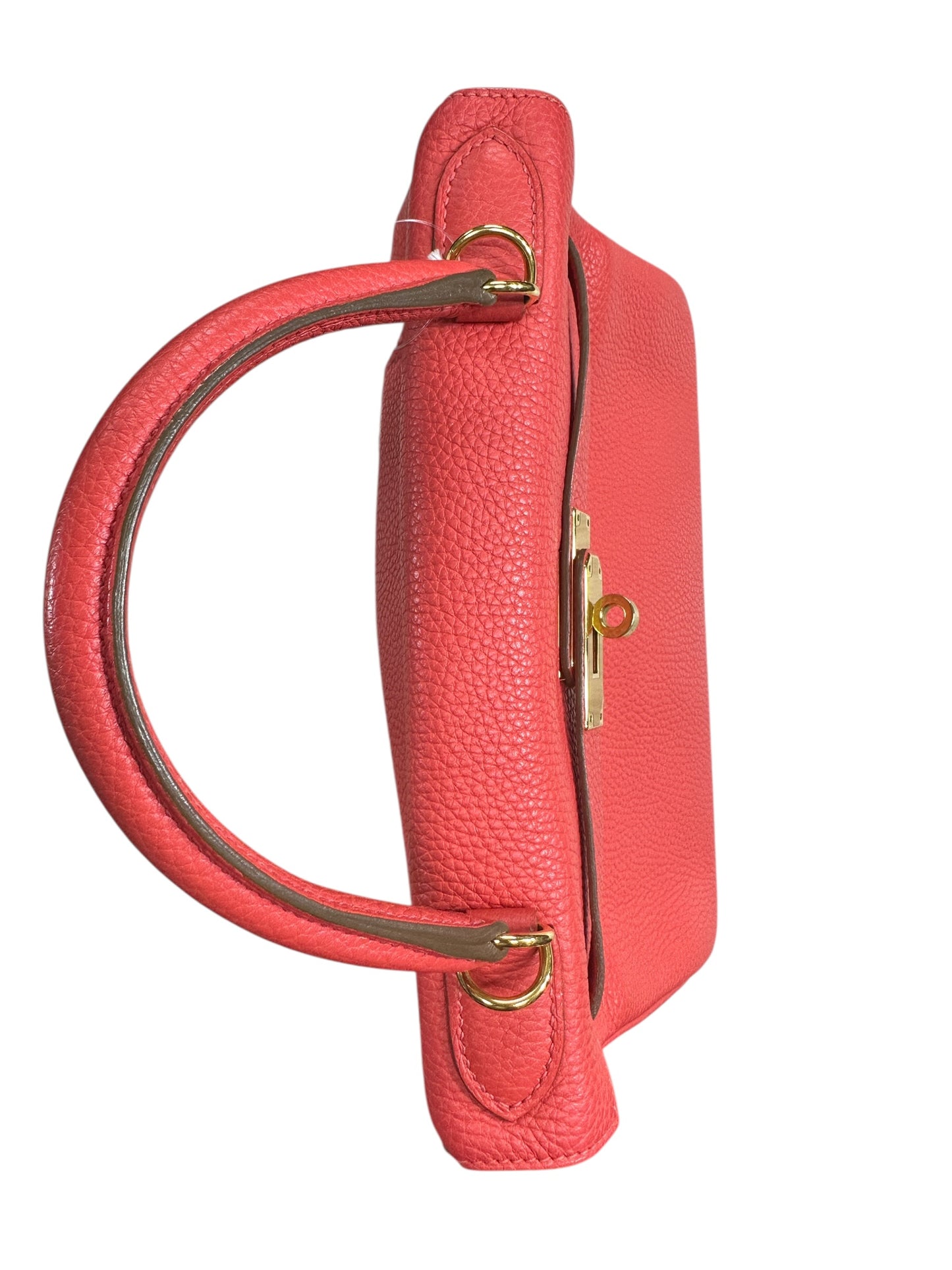 HERMES Togo Leather Kelly Handbag Red Gold Hardware HE427
