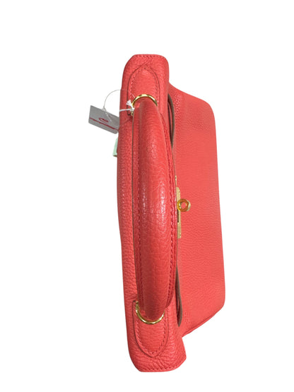 HERMES Togo Leather Kelly Handbag Red Gold Hardware HE427