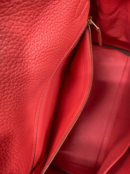 HERMES Togo Leather Kelly Handbag Red Gold Hardware HE427
