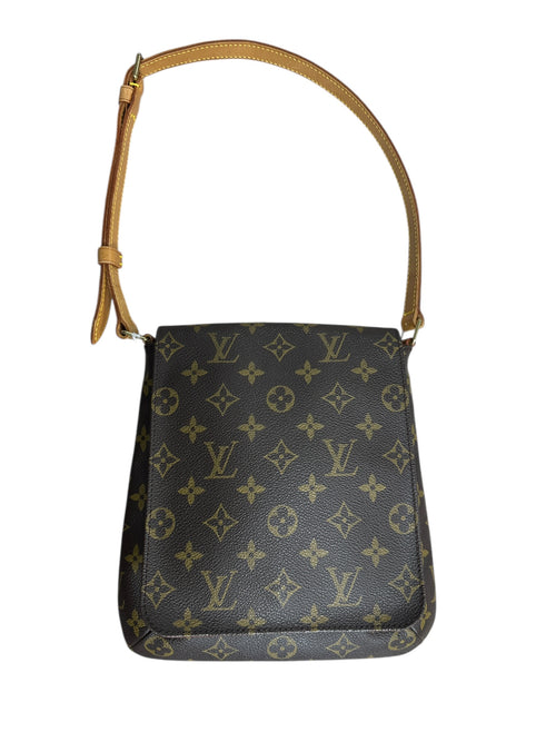 LOUIS VUITTON Monogram Musette Tango Shoulder Bag Brown Gold Hardware LO2242