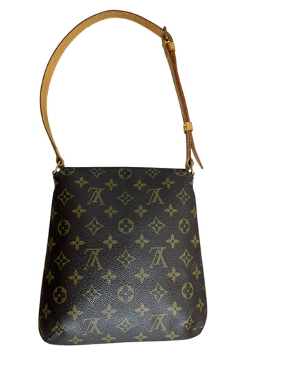 LOUIS VUITTON Monogram Musette Tango Shoulder Bag Brown Gold Hardware LO2242