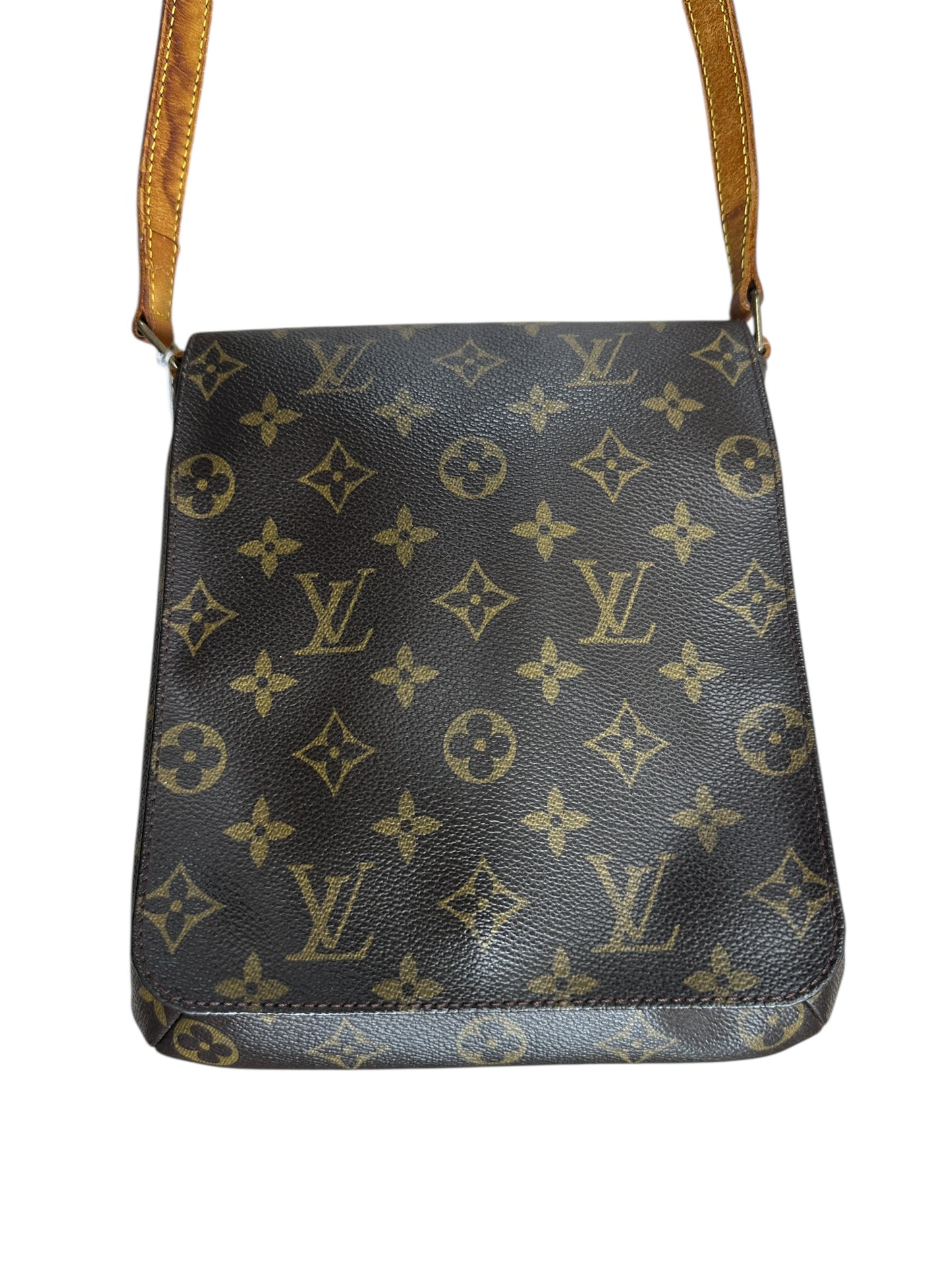 LOUIS VUITTON Monogram Musette Tango Shoulder Bag Brown Gold Hardware LO2257