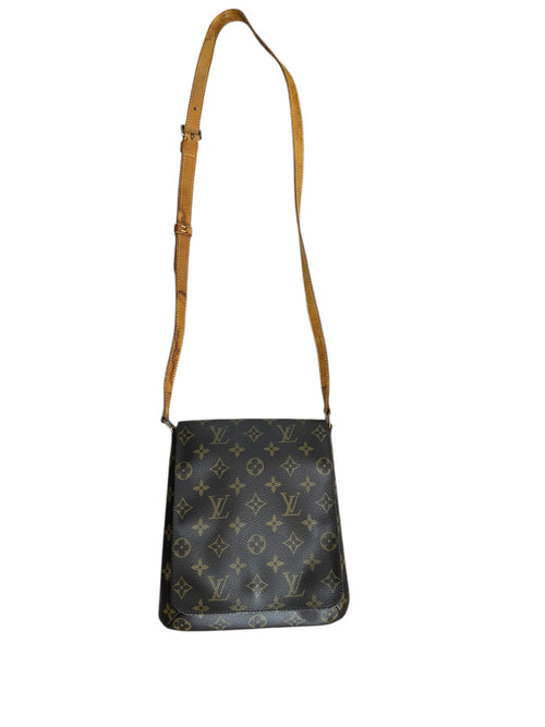 LOUIS VUITTON Monogram Musette Tango Shoulder Bag Brown Gold Hardware LO2257