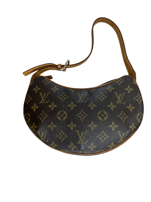 LOUIS VUITTON Monogram Croissant PM Shoulder Bag Brown Gold Hardware LO2261