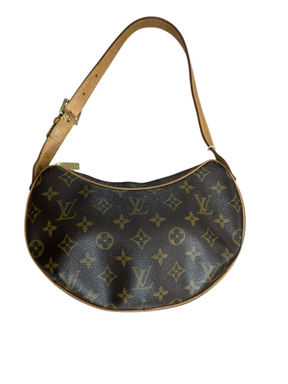 LOUIS VUITTON Monogram Croissant PM Shoulder Bag Brown Gold Hardware LO2277