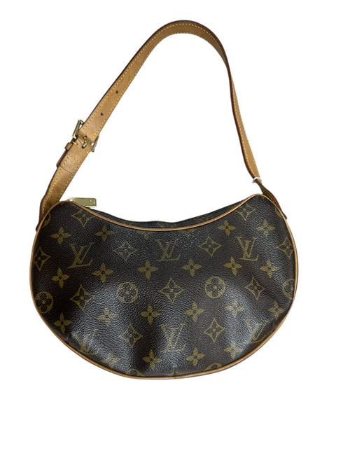 LOUIS VUITTON Monogram Croissant PM Shoulder Bag Brown Gold Hardware LO2277