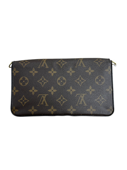 LOUIS VUITTON Monogram Felicie Pochette Crossbody Bag Brown Gold Hardware LO2284