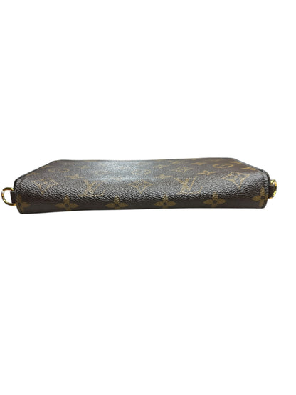 LOUIS VUITTON Monogram Felicie Pochette Crossbody Bag Brown Gold Hardware LO2284