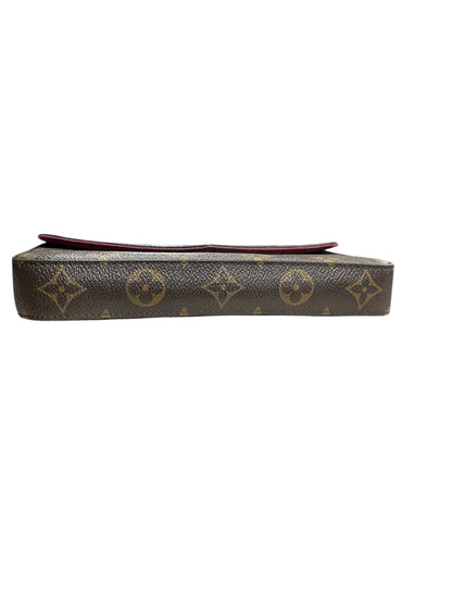 LOUIS VUITTON Monogram Felicie Pochette Crossbody Bag Brown/Fuchsia Gold Hardware LO2296