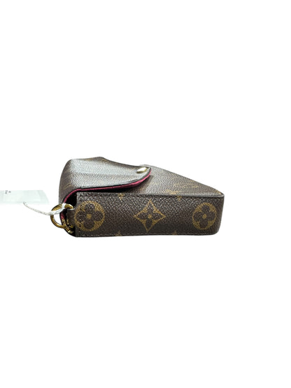 LOUIS VUITTON Monogram Felicie Pochette Crossbody Bag Brown/Fuchsia Gold Hardware LO2296