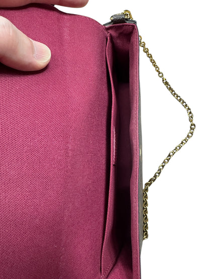 LOUIS VUITTON Monogram Felicie Pochette Crossbody Bag Brown/Fuchsia Gold Hardware LO2296