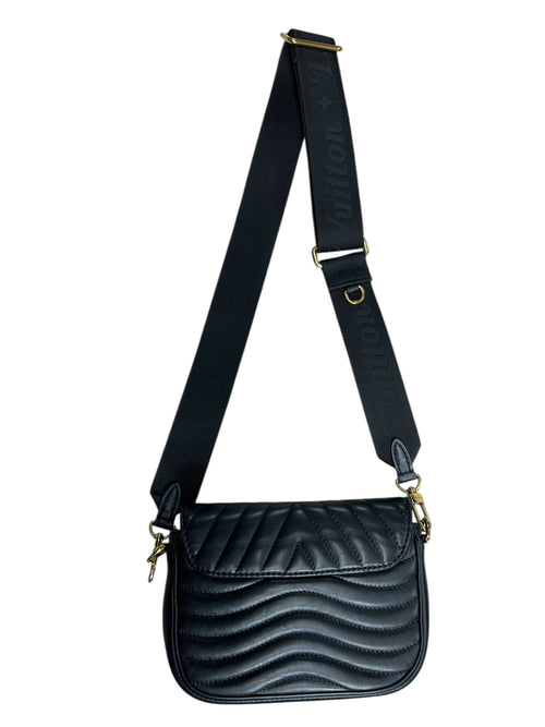 LOUIS VUITTON Quilted Leather New Wave Crossbody Crossbody Bag Black Gold Hardware LO2293