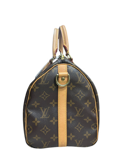 LOUIS VUITTON Monogram Speedy Bandouliere 30 Handbag Brown Gold Hardware LO2256