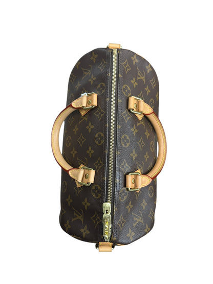 LOUIS VUITTON Monogram Speedy Bandouliere 30 Handbag Brown Gold Hardware LO2256