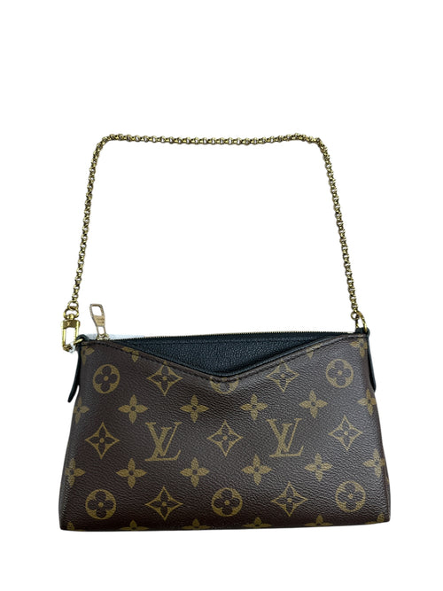 LOUIS VUITTON Monogram Pallas Clutch Clutch Brown Gold Hardware LO2248