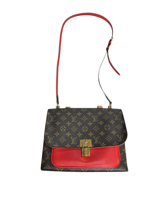 LOUIS VUITTON Monogram Marignan Shoulder Bag Brown/Red Gold Hardware LO2247