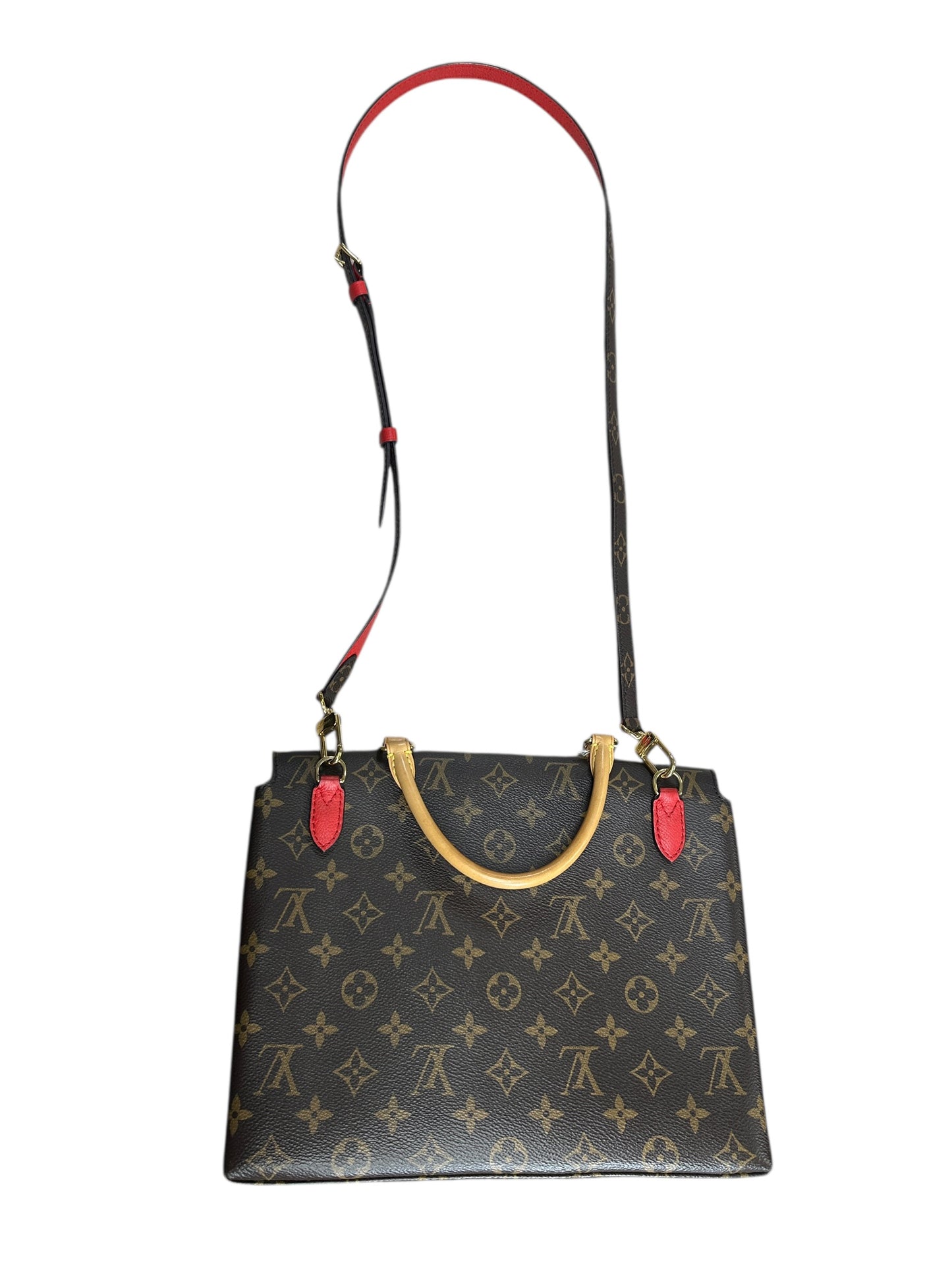 LOUIS VUITTON Monogram Marignan Shoulder Bag Brown/Red Gold Hardware LO2247