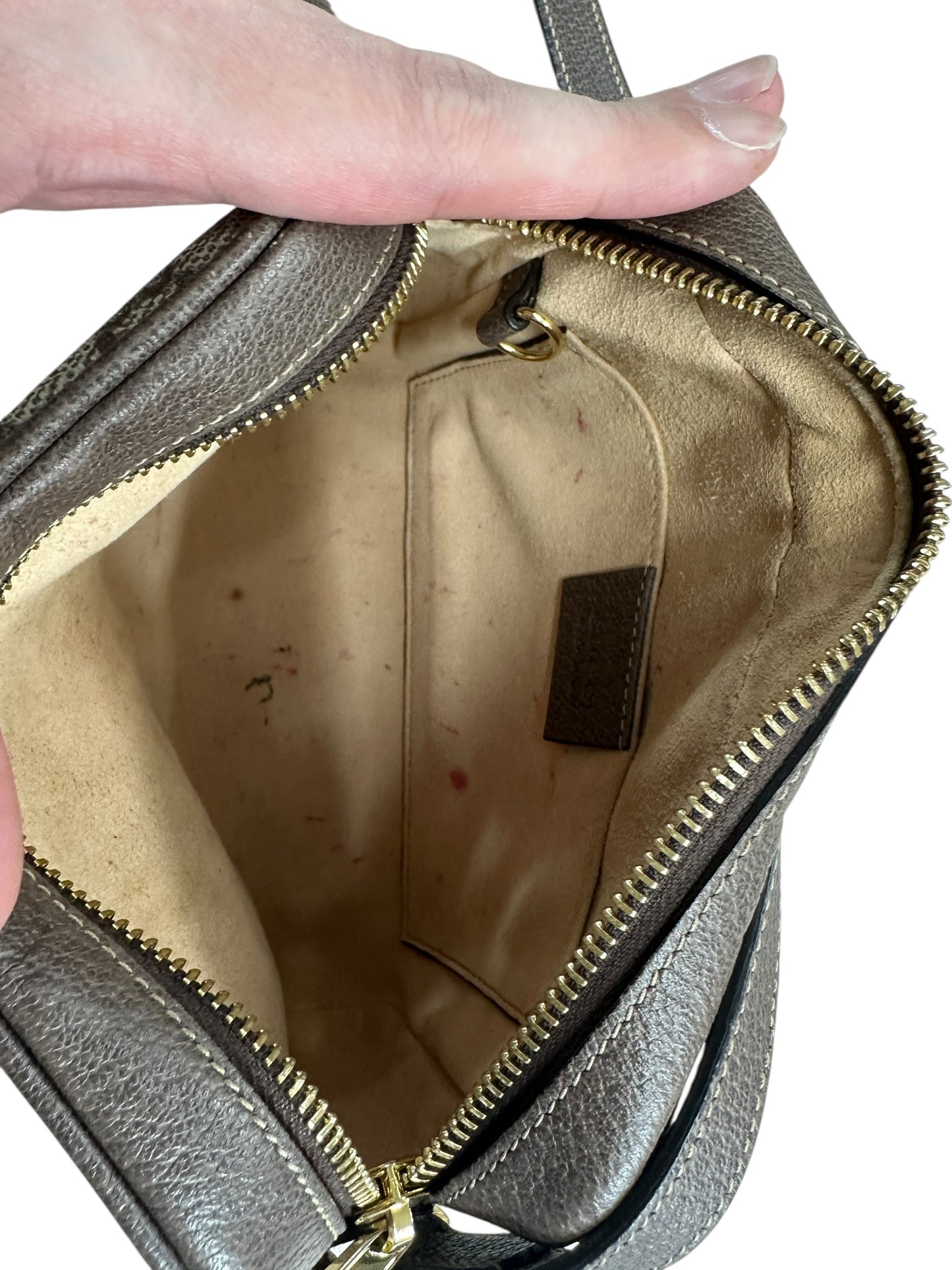 GUCCI GG Supreme Ophidia Crossbody Bag Beige/Brown Gold Hardware GU575