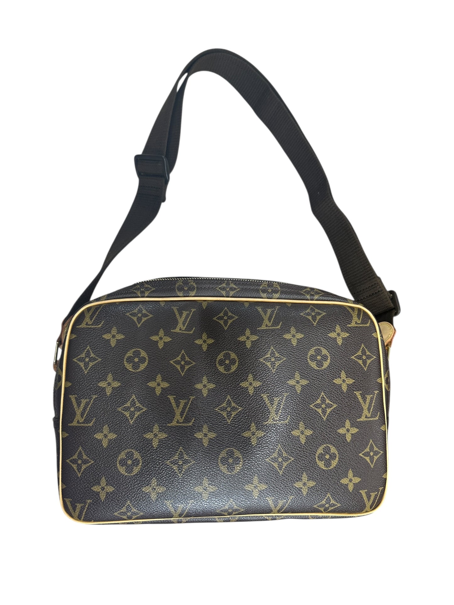 LOUIS VUITTON Monogram Reporter PM Crossbody Bag Brown Gold Hardware LO2249