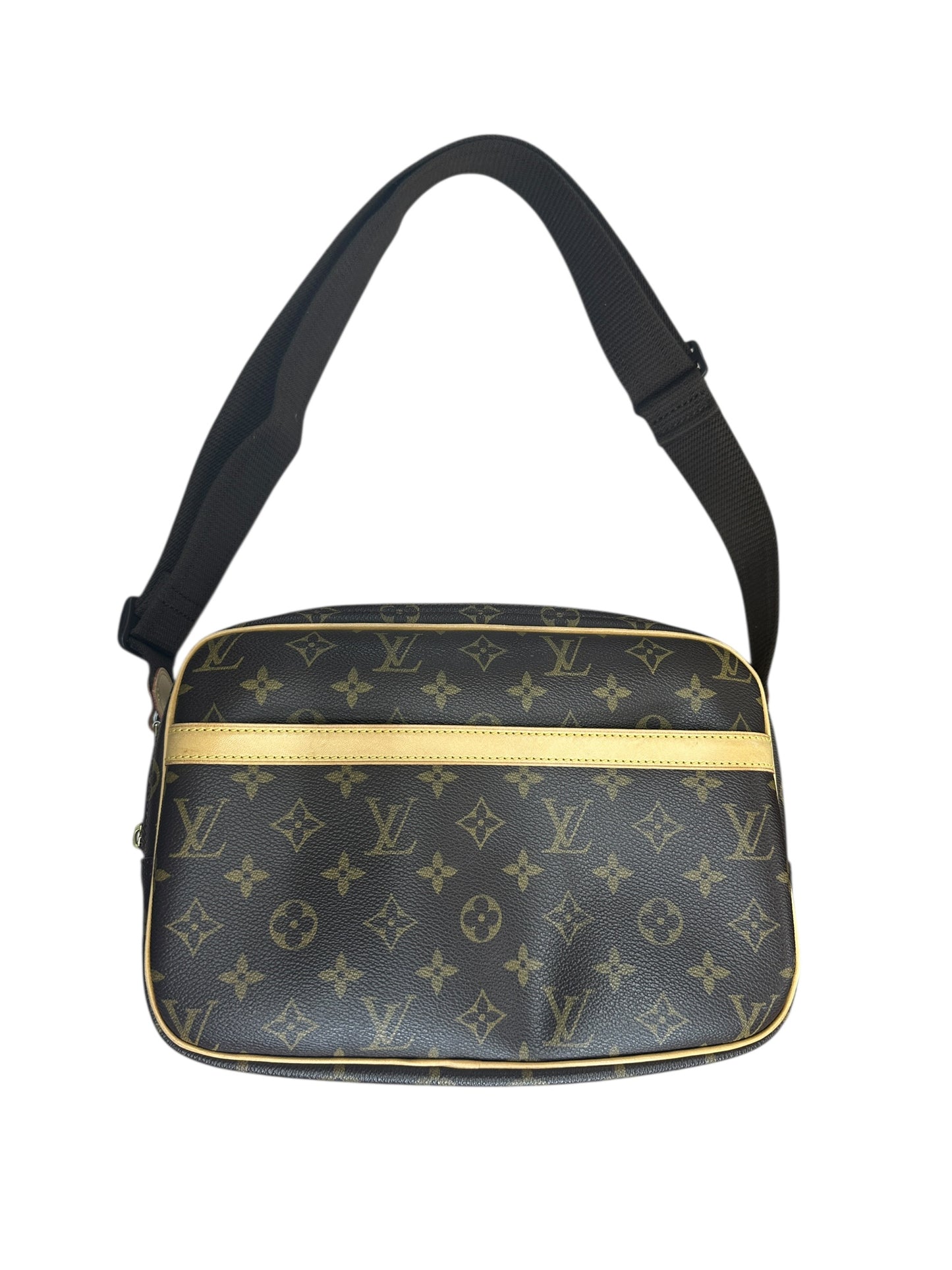 LOUIS VUITTON Monogram Reporter PM Crossbody Bag Brown Gold Hardware LO2249