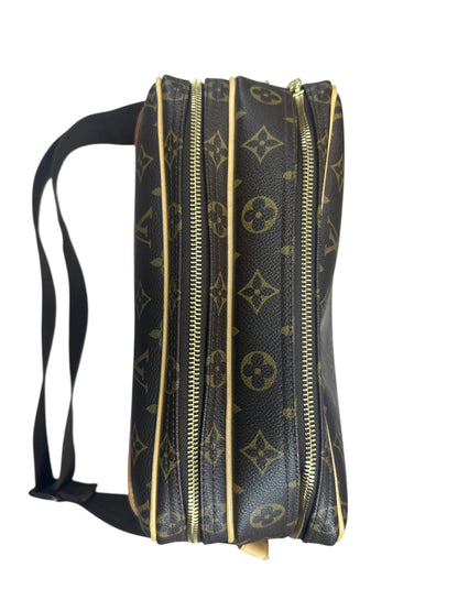 LOUIS VUITTON Monogram Reporter PM Crossbody Bag Brown Gold Hardware LO2249
