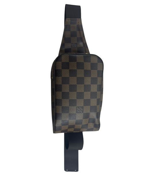 LOUIS VUITTON Damier Ebene Bumbag Belt Bag Brown Gold Hardware LO2253