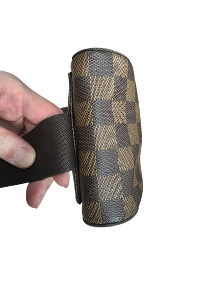 LOUIS VUITTON Damier Ebene Bumbag Belt Bag Brown Gold Hardware LO2253