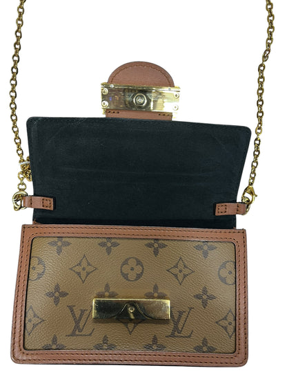 LOUIS VUITTON Monogram Reverse Dauphine Wallet on Chain Brown Gold Hardware LO2313