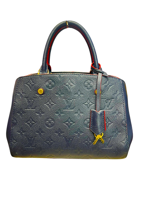 LOUIS VUITTON Monogram Empreinte Montaigne BB Handbag Navy Gold Hardware LO2311
