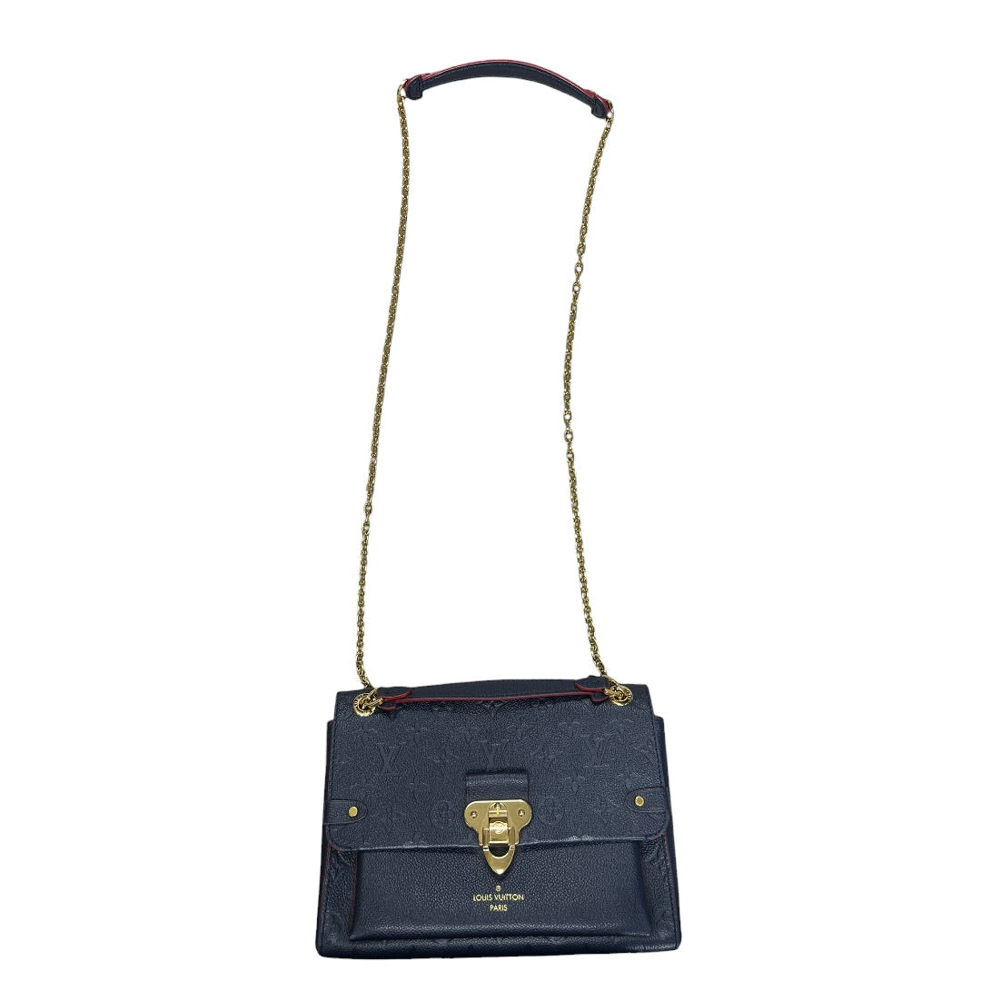 LOUIS VUITTON Monogram Empreinte Vavin PM Shoulder Bag Navy Gold Hardware LO2321