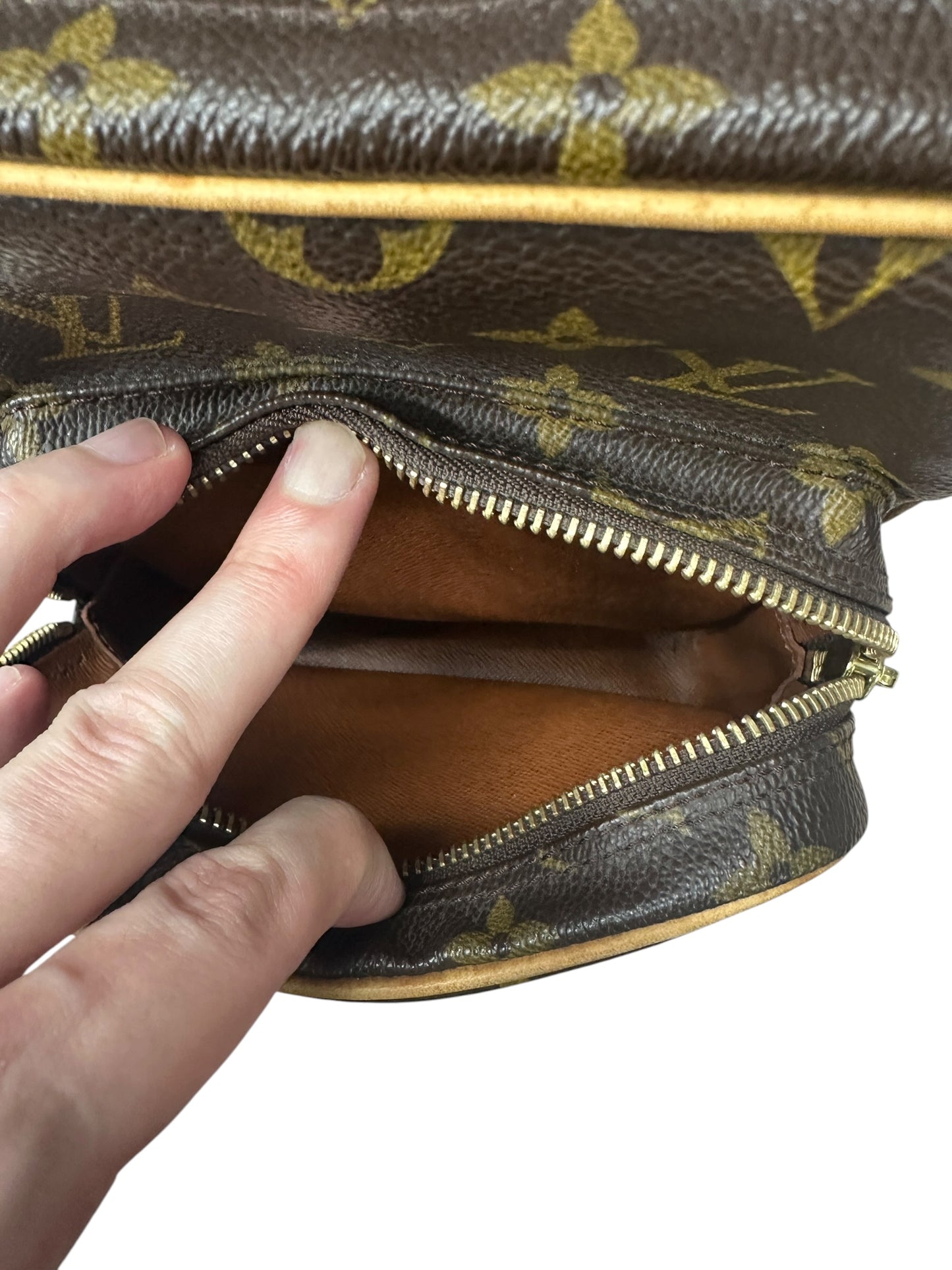 LOUIS VUITTON Monogram Danube Crossbody Bag Brown Gold Hardware LO2301