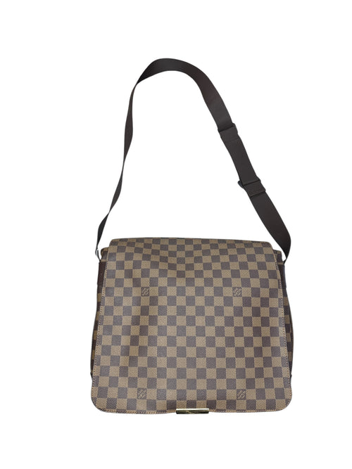 LOUIS VUITTON Damier Ebene Bastille Messenger Bag Brown Gold Hardware LO2309