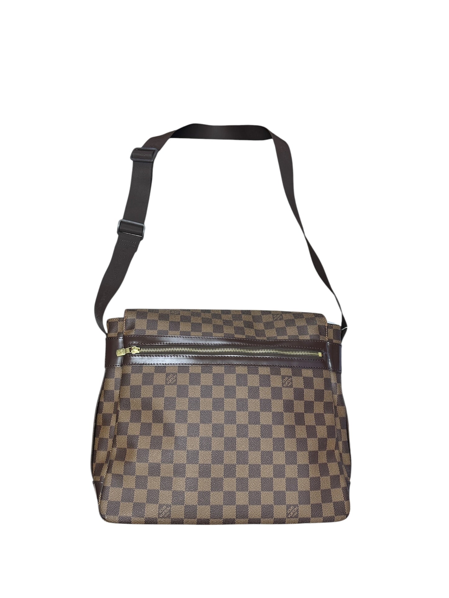 LOUIS VUITTON Damier Ebene Bastille Messenger Bag Brown Gold Hardware LO2309