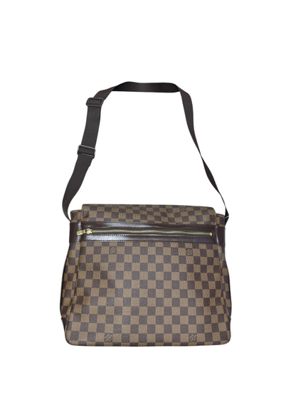 LOUIS VUITTON Damier Ebene Bastille Messenger Bag Brown Gold Hardware LO2309