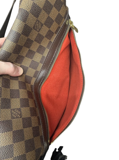 LOUIS VUITTON Damier Ebene Bastille Messenger Bag Brown Gold Hardware LO2309