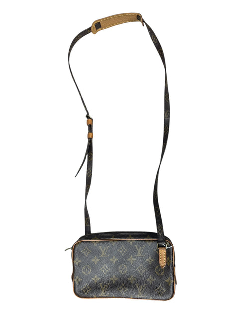 LOUIS VUITTON Monogram Pochette Marly Bandouliere Crossbody Bag Brown Gold Hardware LO2315