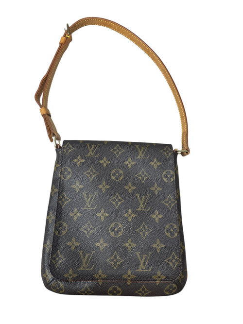 LOUIS VUITTON Monogram Musette Tango Shoulder Bag Brown Gold Hardware LO2316