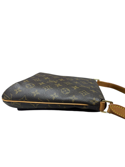 LOUIS VUITTON Monogram Musette Tango Shoulder Bag Brown Gold Hardware LO2316