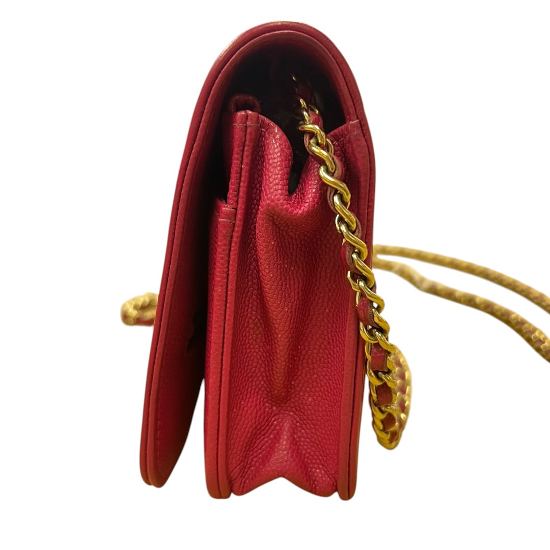 CHANEL Caviar Boy Wallet on Chain Shoulder Bag Pink Gold Hardware CH2130