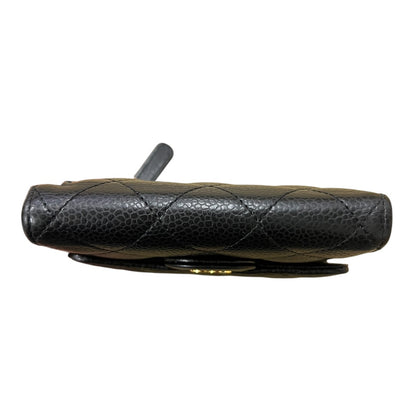 CHANEL Caviar Quilted Classic Small Flap Wallet Black Gold Hardware CH2132
