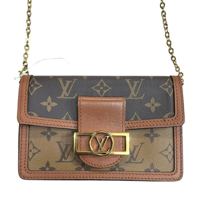 LOUIS VUITTON Monogram Reverse Dauphine Chain Wallet Brown Gold Hardware LO2344