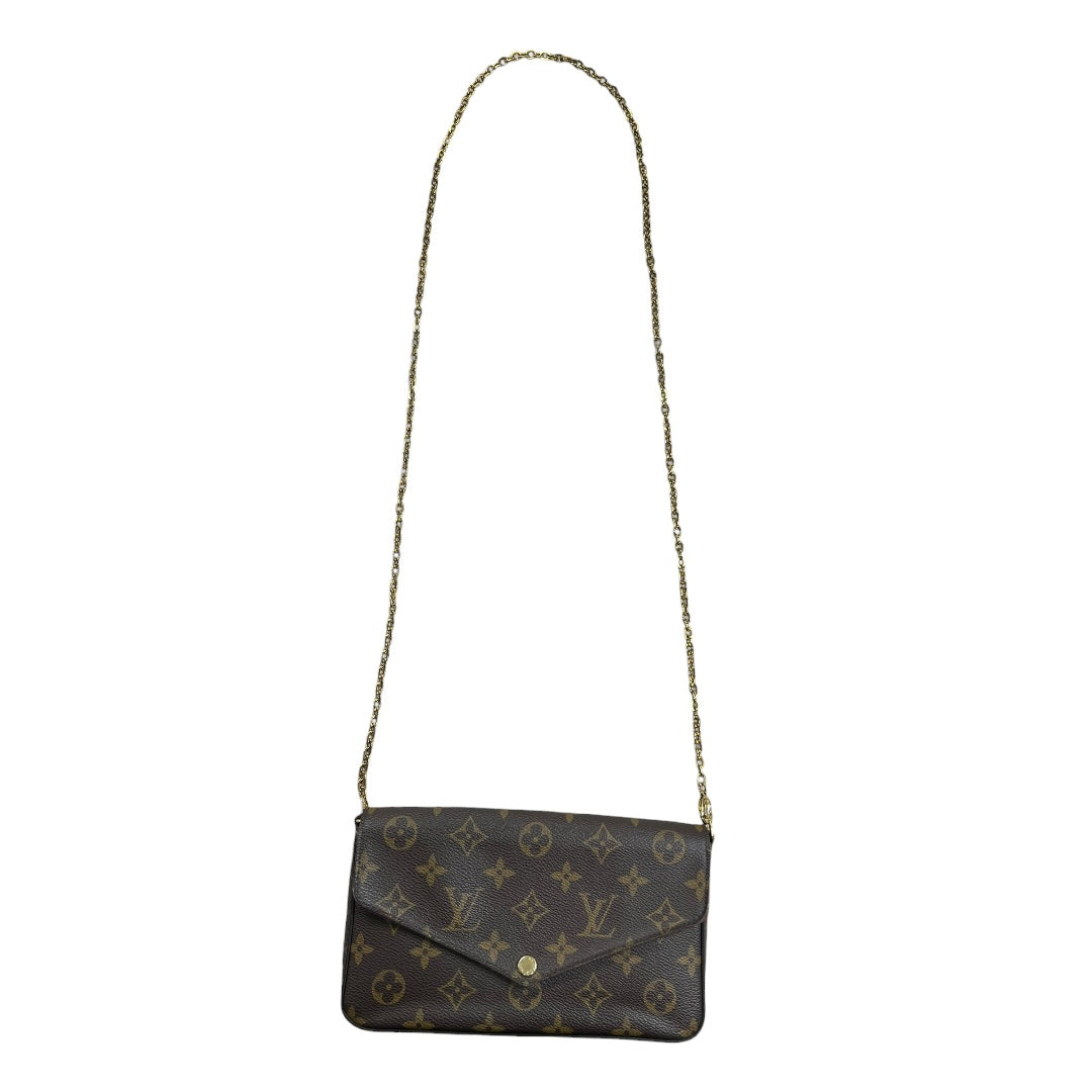 LOUIS VUITTON Monogram Felicie Pochette Chain Wallet Brown Gold Hardware LO2336