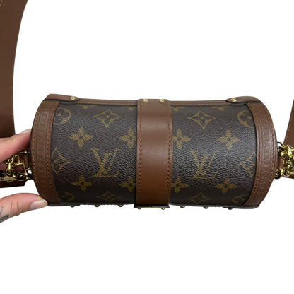 LOUIS VUITTON Monogram Papillon Trunk Shoulder Bag Brown Gold Hardware LO2359