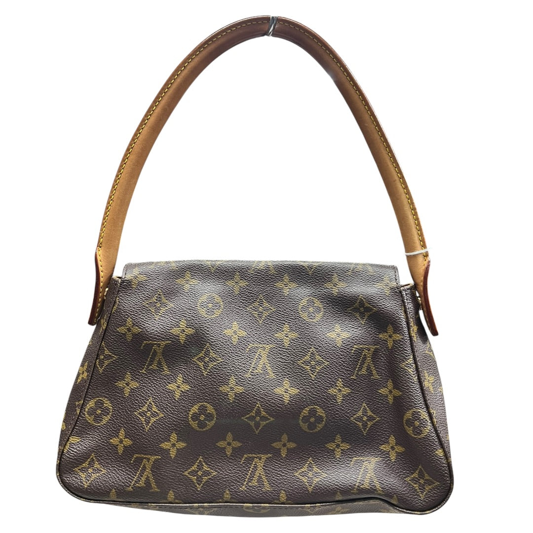 LOUIS VUITTON Monogram Looping GM Shoulder Bag Brown Gold Hardware LO2343