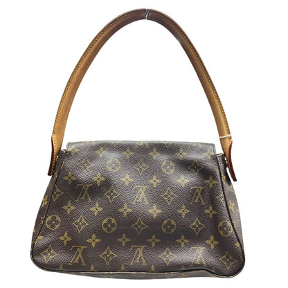 LOUIS VUITTON Monogram Looping GM Shoulder Bag Brown Gold Hardware LO2343