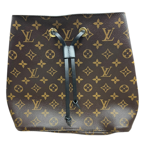 LOUIS VUITTON Monogram NeoNoe MM Bucket Bag Brown/Black Gold Hardware LO2334