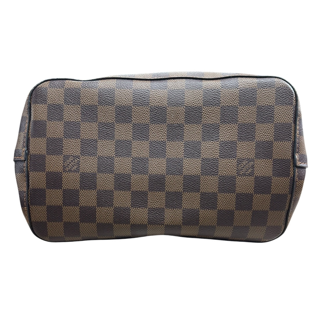 LOUIS VUITTON Damier Ebene NeoNoe BB Bucket Bag Brown Gold Hardware LO2356