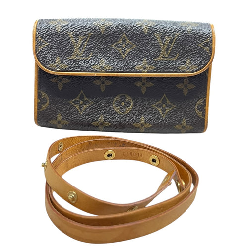 LOUIS VUITTON Monogram Pochette Florentine Pouch Brown Gold Hardware LO2338